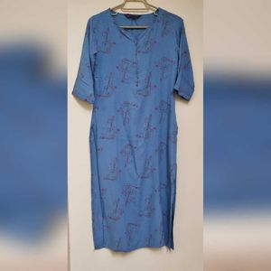 Blue Guitar Print Kurta