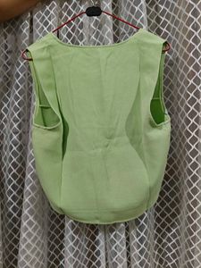 Lime Green Button-Up Vest Top