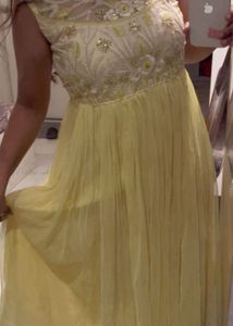 yellow vintage gown net dress