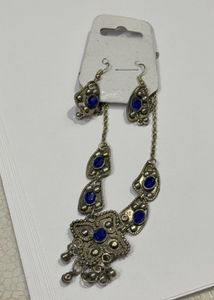 Bohemian black metal Blue Stone Jewellery Set