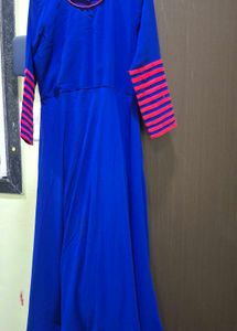 Stylish Blue Kurta with Pink Sleeves