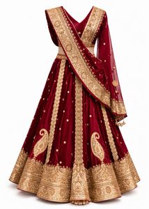 Wedding Heavy Bridal Lehnga - Maroon Color