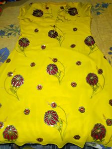 Beautiful Yellow Suit With Flower Design