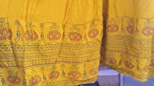 Sun Yellow Cotton Anarkali Frock with Intricate Ge