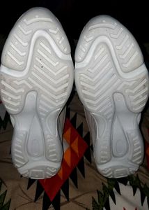 Cream Chunky Sneakers with Iridescent Accents