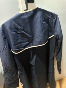 Classic Navy Trench Coat with Cream Trim