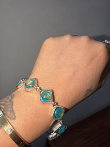Stunning Blue & Gold Square Charm Bracelet