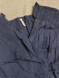 Chic Navy Blue Wrap Top