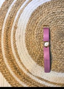 SilverJhumka Earrings and Pink Strap Watch