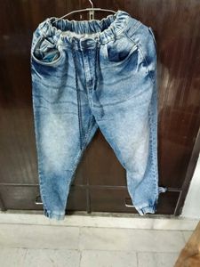 Trendy Blue Denim Joggers