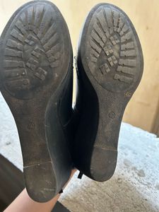 Black Wedge Heel Ankle Boots