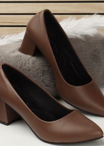 Classic Brown Block Heels