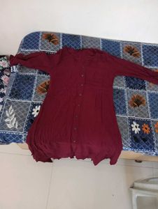 Maroon Button-Down Kurta