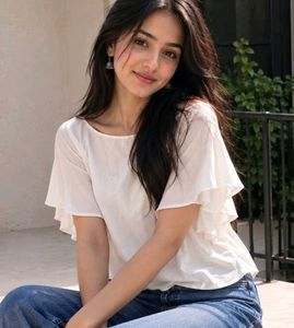 Off White Flutter Sleeve Top