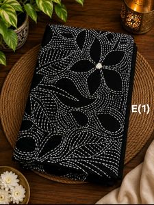 Black Blouse piece with White Kantha Stitch