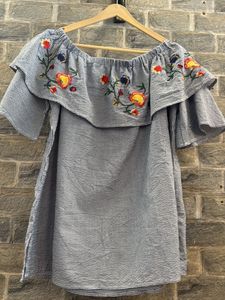 Embroidered Off-Shoulder Top