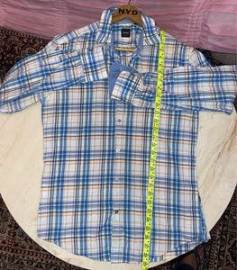 BOSS Men's Blue Plaid Casual Shirt