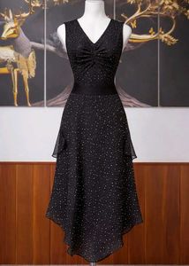 Sparkly Black V-Neck Dress