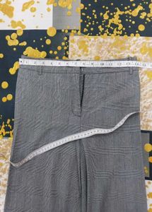 Grey Plaid Wide Leg Pants