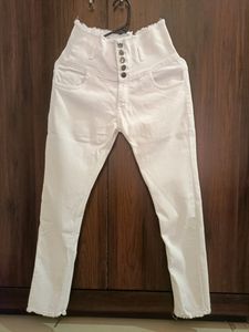 High-waist White Jeans
