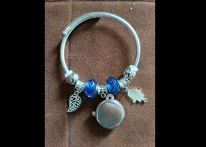 Charm Watch Bracelet with Blue Beads