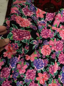 Vibrant Floral Print Puff Sleeve dress