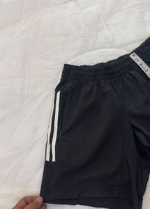 Adidas Black Shorts with White Stripes