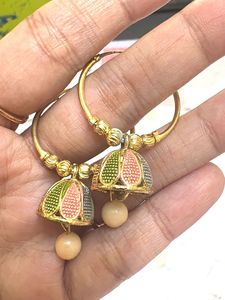 Chic Pink &amp; Green Oval Dangle Earrings- set of 2