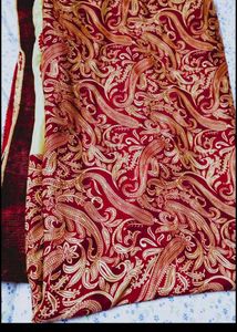 Elegant Red &amp; Gol satin silk saree