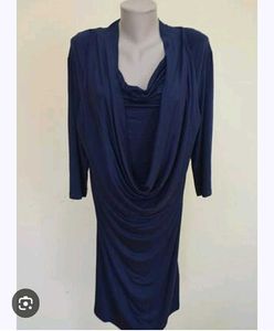 Stylish Draped Navy Blue Dress