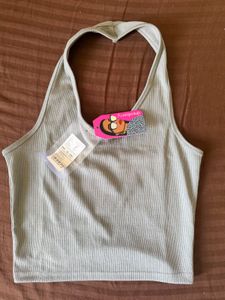 Ribbed Halter Neck Crop Top