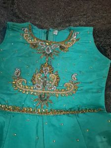 Elegant Teal Embroidered Ethnic Gown
