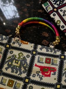 Set of ethnic handbag and wallet