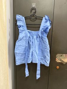 Blue Ruffle Top