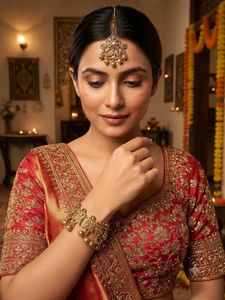 Exquisite Kundan Maang Tikka &amp; Bracelet