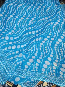 Blue White Polka Dot saree