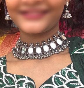 Mirror Work Tribal Necklace &amp; Earring Set