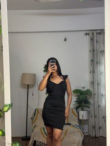 Chic Black Ruched Bodycon Dress