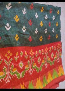 Vibrant Red Ikat Saree