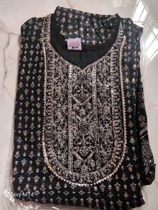 Black Embroidered umbrella kurtha