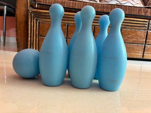 Blue Bowling Ball and Pins Toy Set