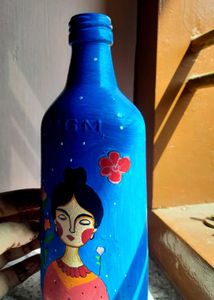 Floral Girl Bottle Art