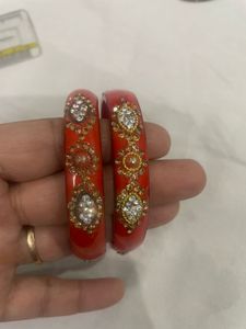 Red Stone Studded Bangles