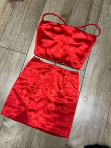 Satin Red Co-ord Set
