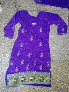purple silk salwar kameez set with dupatta