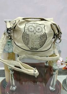 Cute Owl Embellished Shoulder Bag