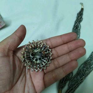 Boho Beaded Necklace and Ring Set