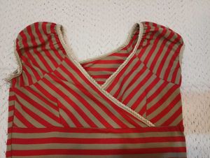 Striped Wrap V-Neck Top
