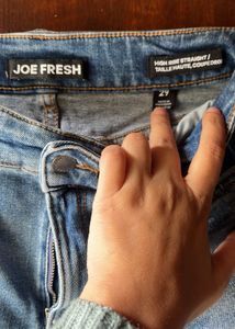 Denim Straight Ribbed Jeans