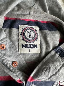 NUON Striped Hoodie half sleeve